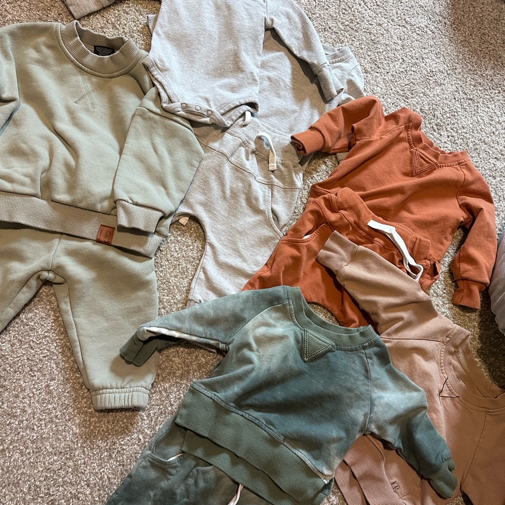 Little Bipsy Kids Matching Sets in Green, Gray, and Orange